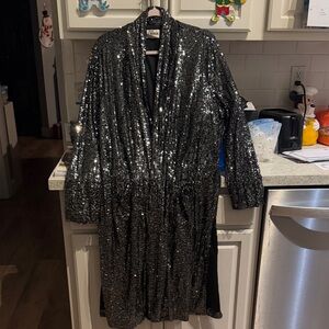 Steve Madden Glittering Black Sequin Blazer